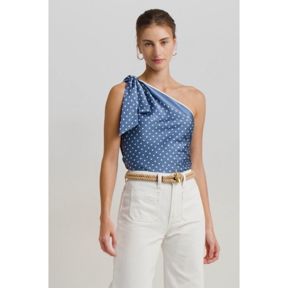 Lauren Ralph Lauren Polka Dot Satin Charmeuse Top Size 14